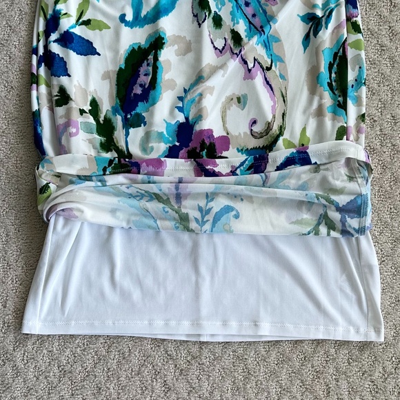 Lauren Ralph Lauren Paisley Floral Pleated Jersey Dress Multicolored 8 Office - Picture 8 of 13